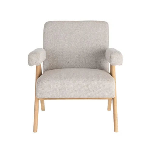 Fauteuil beige piètement hévéa Ixia 74 cm — vue 8