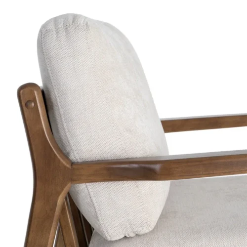 Fauteuil beige tissu-bois Ixia 69 cm — vue 2