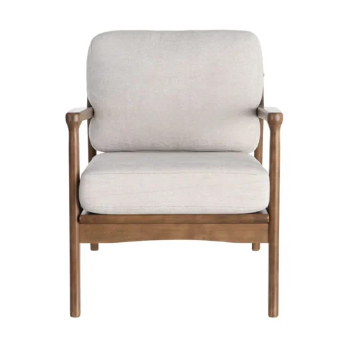 Fauteuil beige tissu-bois Ixia 69 cm — vue 6