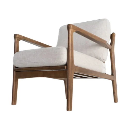 Fauteuil beige tissu-bois Ixia 69 cm — vue 8