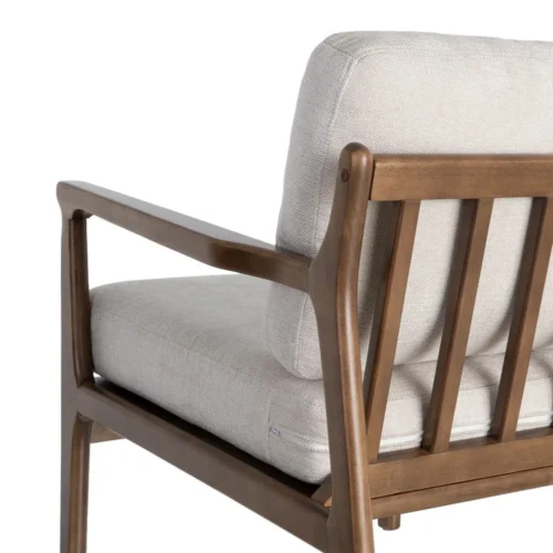 Fauteuil beige tissu-bois Ixia 69 cm — vue 9