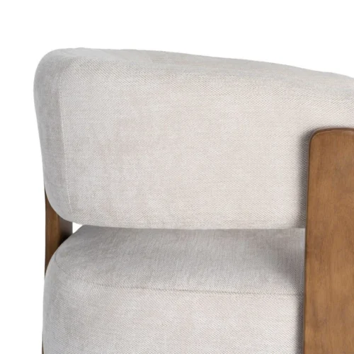 Fauteuil beige tissu-bois Ixia 73 cm — vue 2
