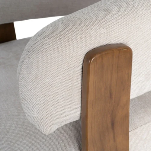 Fauteuil beige tissu-bois Ixia 73 cm — vue 4
