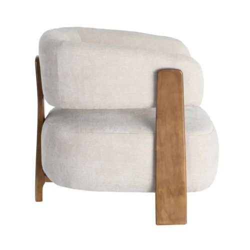Fauteuil beige tissu-bois Ixia 73 cm — vue 5