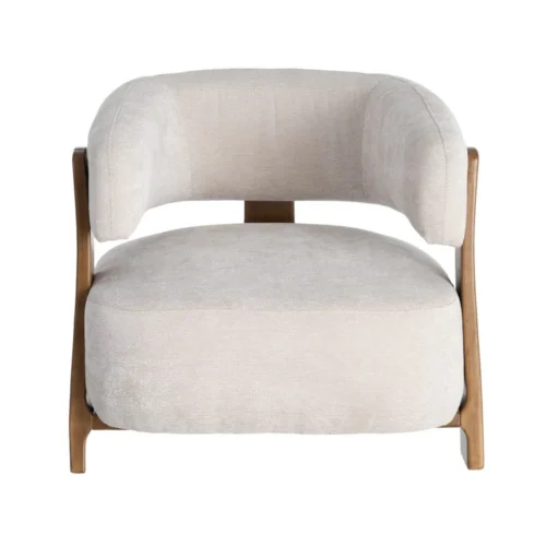 Fauteuil beige tissu-bois Ixia 73 cm — vue 7
