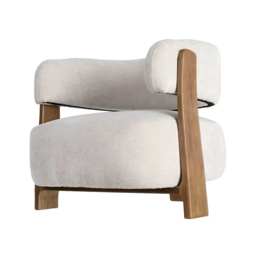Fauteuil beige tissu-bois Ixia 73 cm — vue 9
