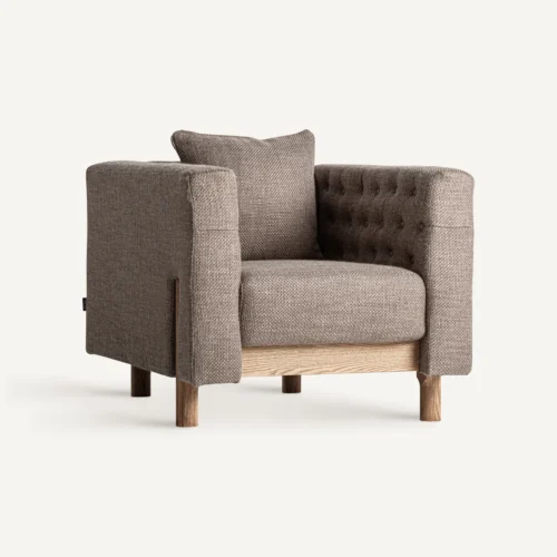 Fauteuil Carlton gris chiné et pin Vical Home