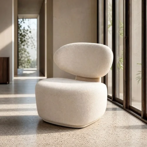 Fauteuil crème tissu Ixia 77 cm