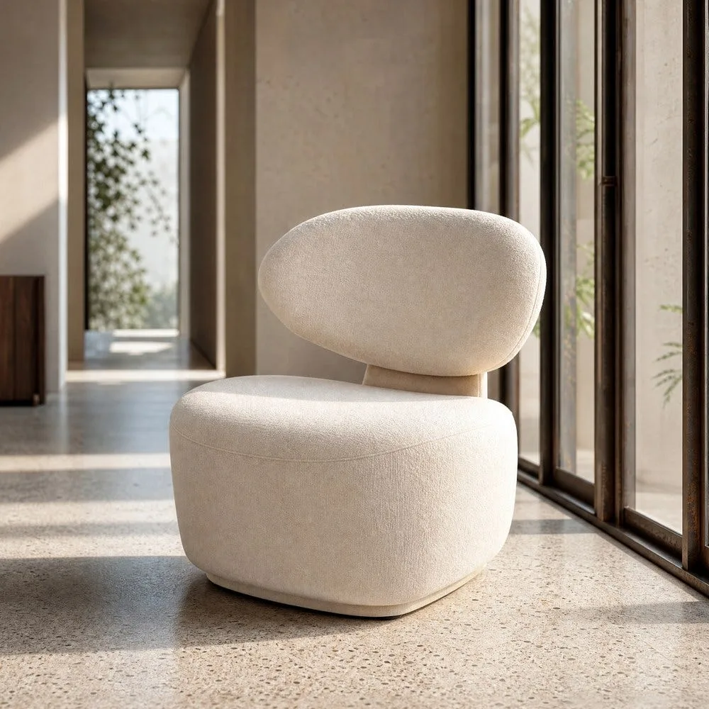 Fauteuil crème tissu Ixia 77 cm