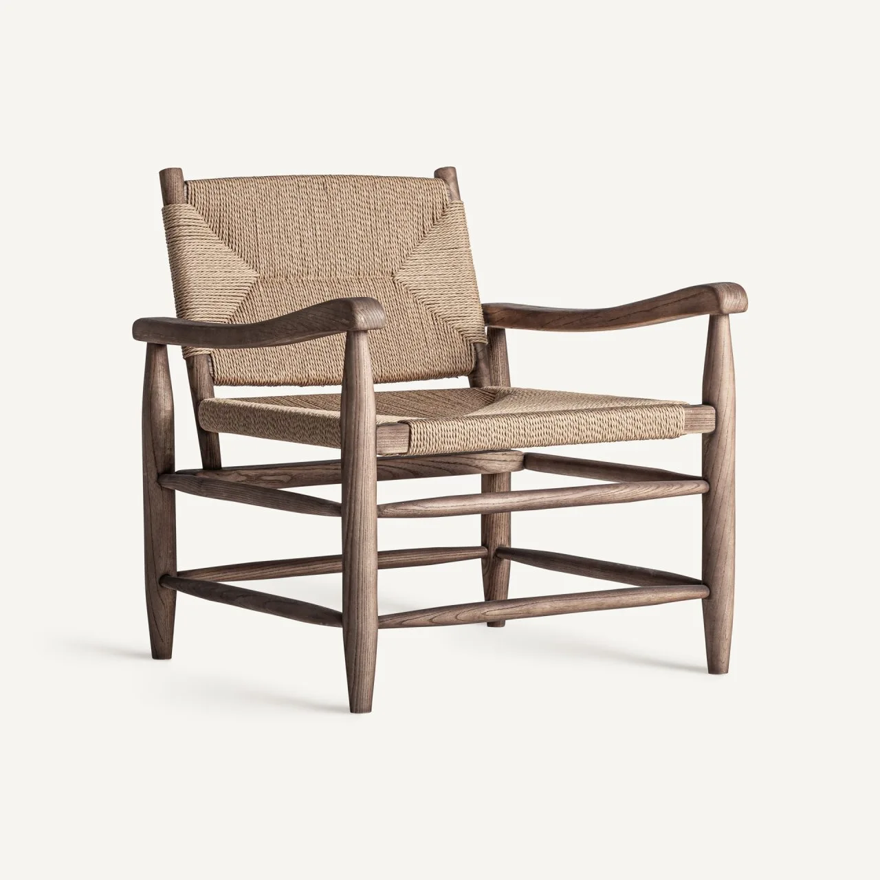 Fauteuil Driedorf hévéa et corde brun clair Vical Home