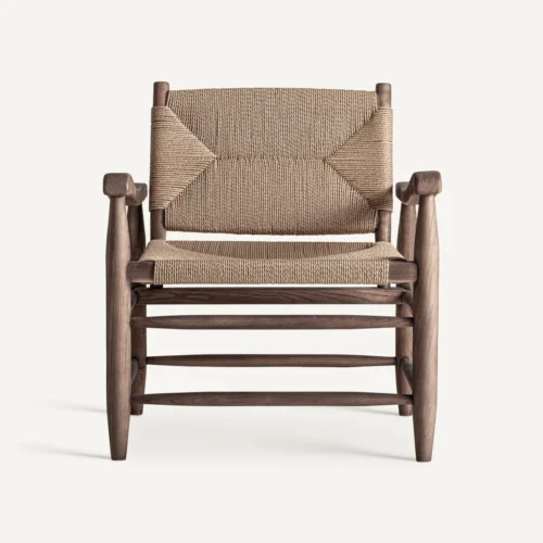 Fauteuil Driedorf hévéa et corde brun clair Vical Home — vue 2