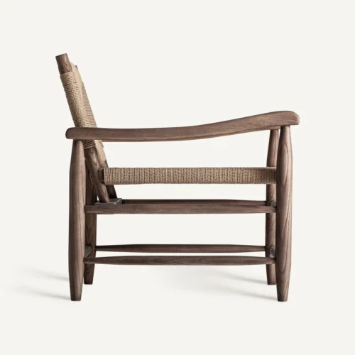 Fauteuil Driedorf hévéa et corde brun clair Vical Home — vue 3