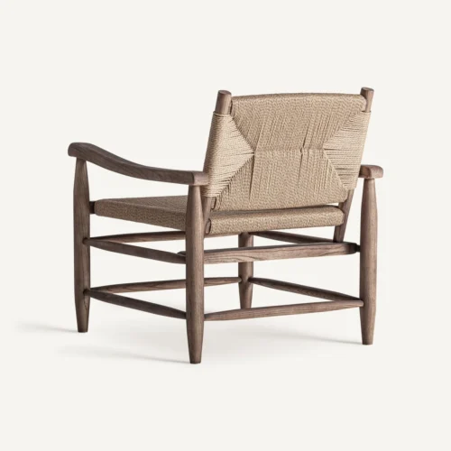Fauteuil Driedorf hévéa et corde brun clair Vical Home — vue 4