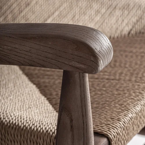 Fauteuil Driedorf hévéa et corde brun clair Vical Home — vue 5