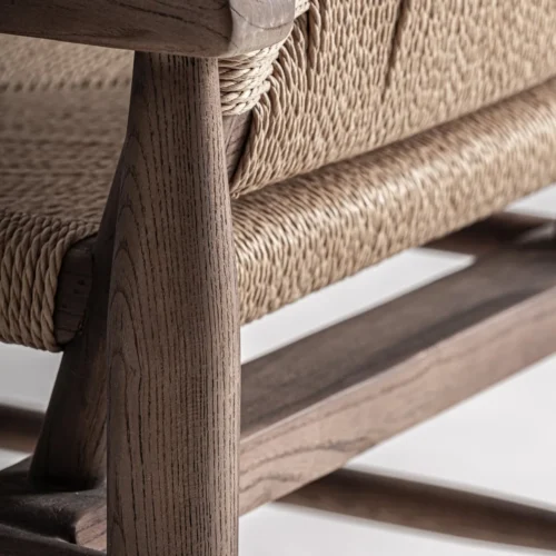 Fauteuil Driedorf hévéa et corde brun clair Vical Home — vue 8