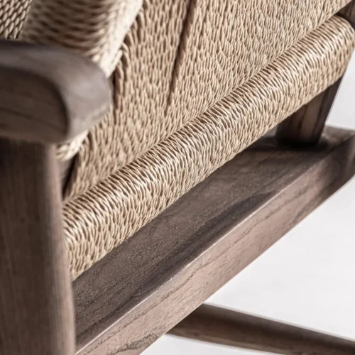 Fauteuil Driedorf hévéa et corde brun clair Vical Home — vue 9
