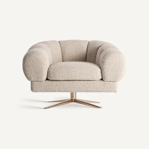 Fauteuil Elise blanc cassé chiné et doré Vical Home — vue 2