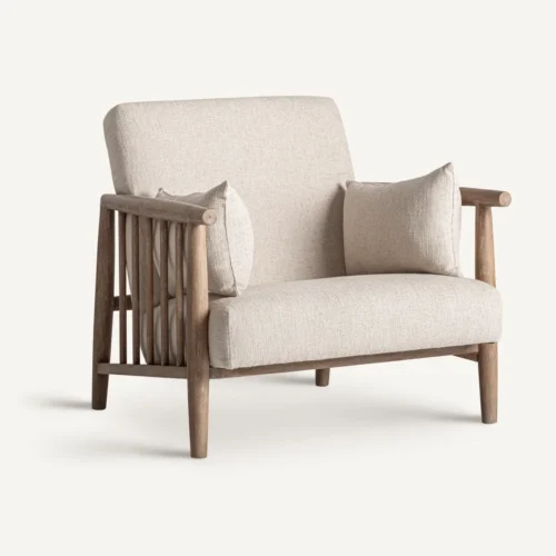 Fauteuil Grebin bouleau et coton beige Vical Home