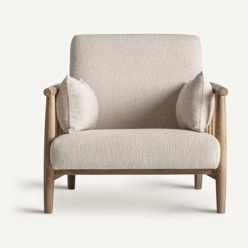 Fauteuil Grebin bouleau et coton beige Vical Home — vue 2