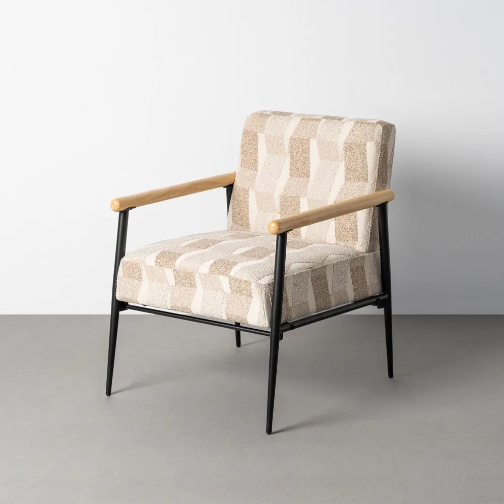 Fauteuil imprimé beige Ixia 64,5 cm