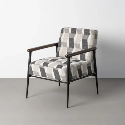 Fauteuil imprimé gris Ixia 64,5 cm