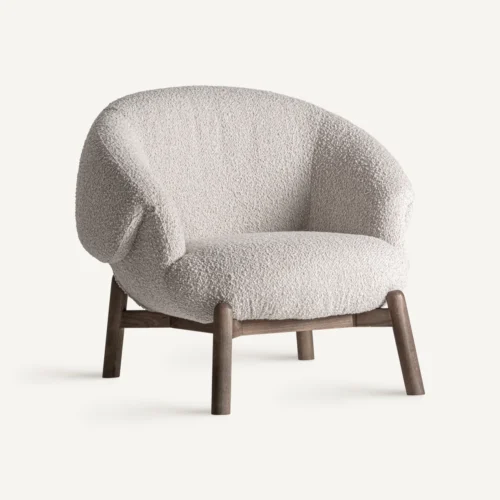 Fauteuil Jacquard orme clair et beige 98 cm Vical Home