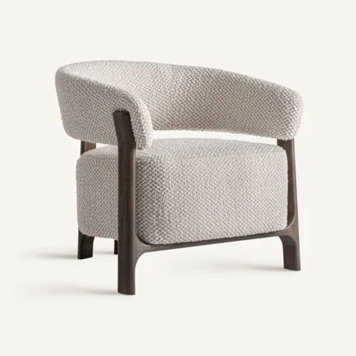 Fauteuil Kelan frêne marron et blanc cassé Vical Home