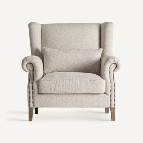 Fauteuil Leiston frêne marron et crème Vical Home — vue 2