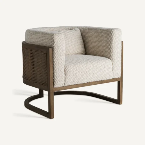 Fauteuil Leiwen frêne marron et beige Vical Home