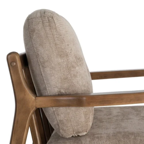 Fauteuil marron tissu-bois Ixia 69 cm — vue 2