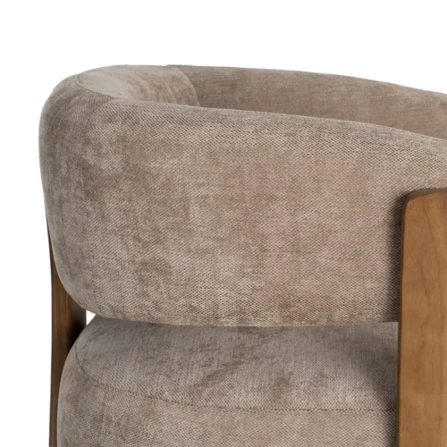 Fauteuil marron tissu-bois Ixia 73 cm — vue 2