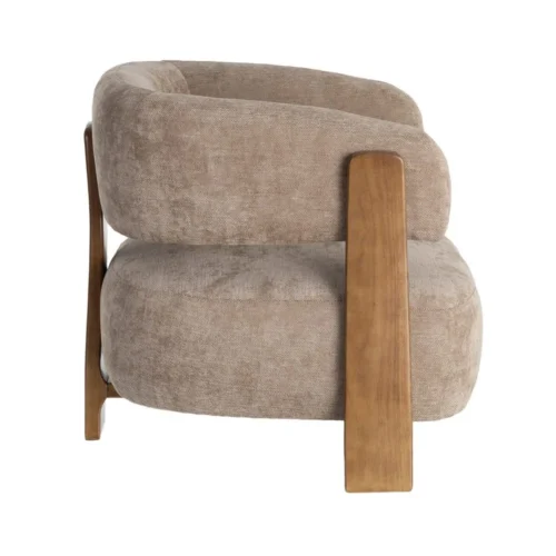 Fauteuil marron tissu-bois Ixia 73 cm — vue 5