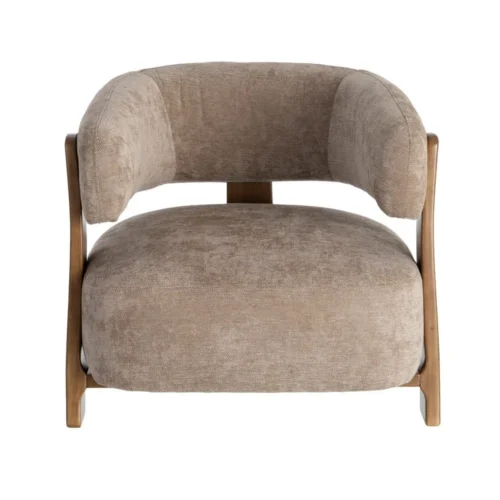 Fauteuil marron tissu-bois Ixia 73 cm — vue 7