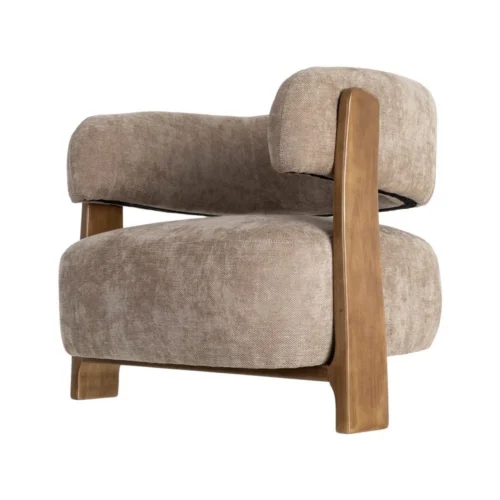 Fauteuil marron tissu-bois Ixia 73 cm — vue 9