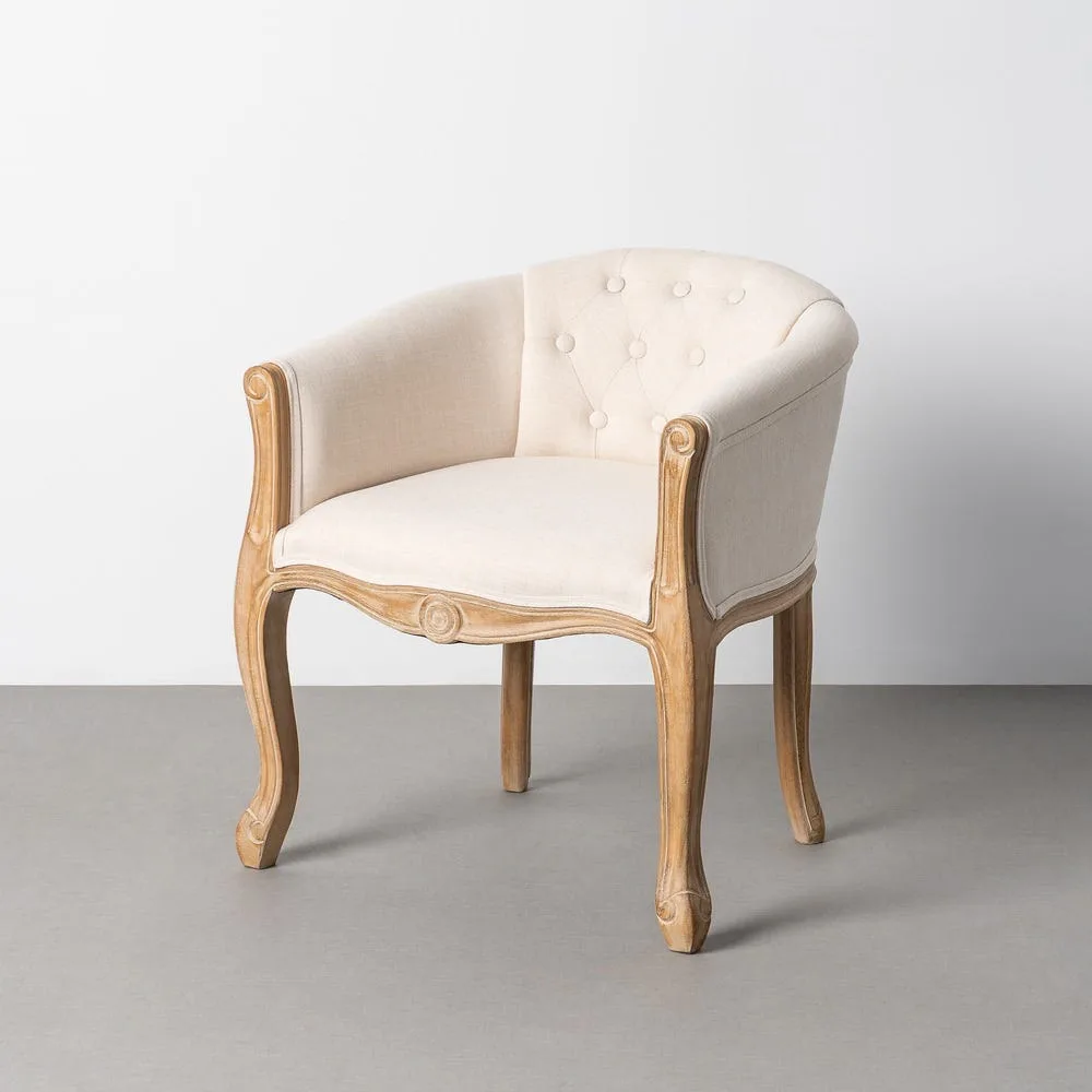 Fauteuil naturel-blanc tissu lin Ixia 63 cm — vue 2