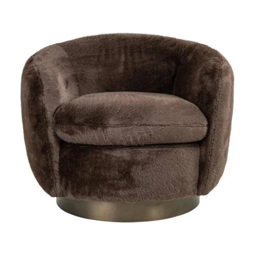 Fauteuil pivotant Colmar chocolat fluffy Richmond Interiors — vue 3