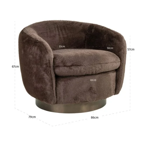 Fauteuil pivotant Colmar chocolat fluffy Richmond Interiors — vue 8