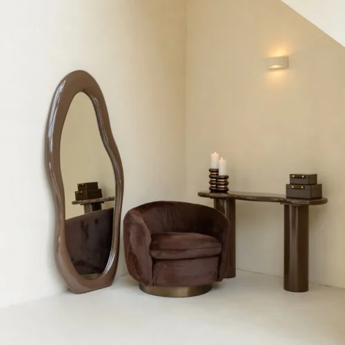 Fauteuil pivotant Colmar chocolat fluffy Richmond Interiors — vue 9