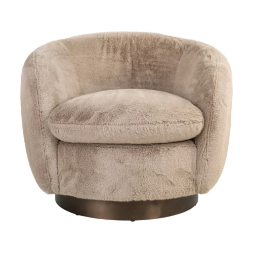 Fauteuil pivotant Colmar khaki fluffy Richmond Interiors — vue 5
