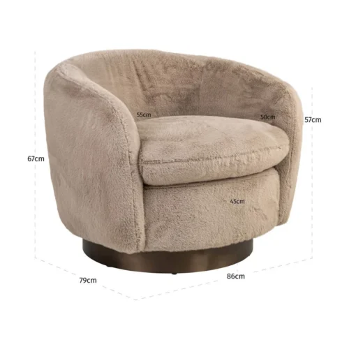 Fauteuil pivotant Colmar khaki fluffy Richmond Interiors — vue 8