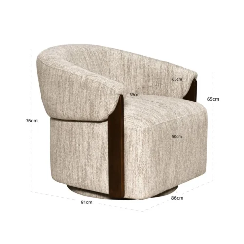 Fauteuil pivotant Marina natural softweave ignifugé Richmond Interiors — vue 8
