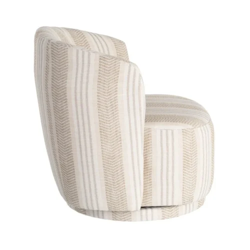 Fauteuil pivotant tissu beige piètement bois Ixia 75 cm