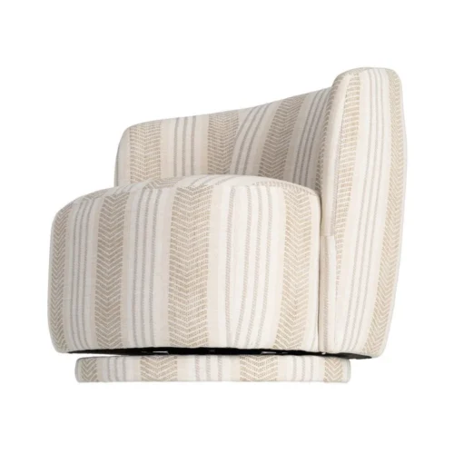 Fauteuil pivotant tissu beige piètement bois Ixia 75 cm — vue 7