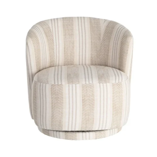 Fauteuil pivotant tissu beige piètement bois Ixia 75 cm — vue 8
