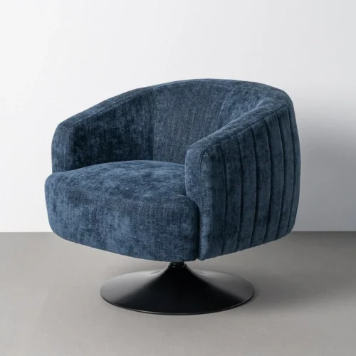 Fauteuil pivotant tissu bleu piètement métal Ixia 73 cm — vue 4