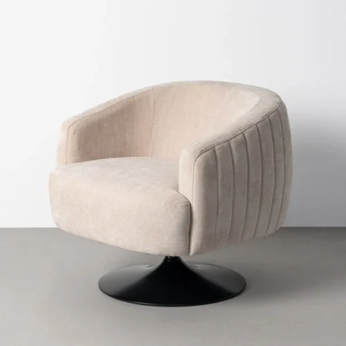 Fauteuil pivotant tissu crème piètement métal Ixia 73 cm — vue 4