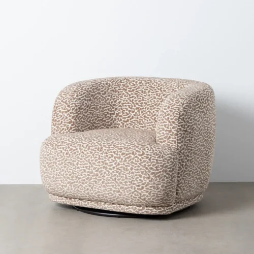 Fauteuil pivotant tissu gris piètement bois et métal Ixia 89 cm — vue 2