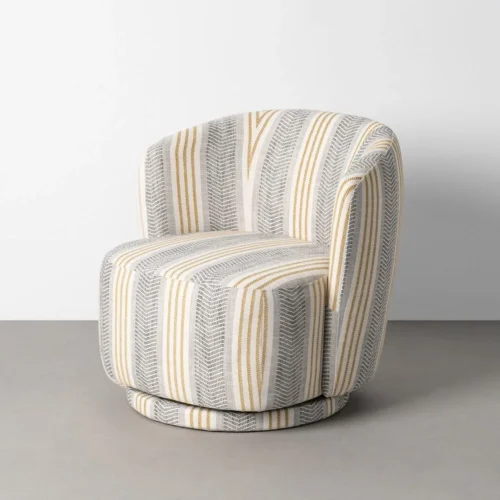 Fauteuil pivotant tissu gris piètement bois Ixia 75 cm — vue 2