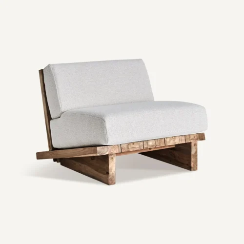 Fauteuil Pure écru et teck recyclé Vical Home