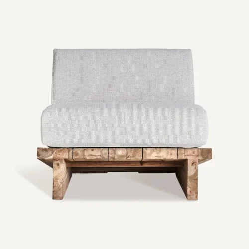 Fauteuil Pure écru et teck recyclé Vical Home — vue 2